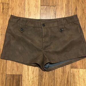 Brown Faux Leather Shorts